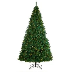 Nearly Natural 10-ft Northern Tip Artificial Christmas Tree With 800 Clear LED Lights And 2200 Bendable Branches Green