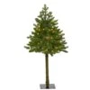 Nearly Natural 3-ft Swiss Alpine Artificial Christmas Tree With 50 Clear LED Lights And 60 Bendable Branches Green