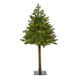 Nearly Natural 3-ft Swiss Alpine Artificial Christmas Tree With 50 Clear LED Lights And 60 Bendable Branches Green