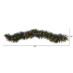 Nearly Natural 6-ft Snow Tipped Extra Wide Artificial Christmas Garland With Pinecones, Berries And 100 Multicolor LED Lights -Sunnydaze Decor Shop ffe0ef71ec8b4565a100afc391a9f217
